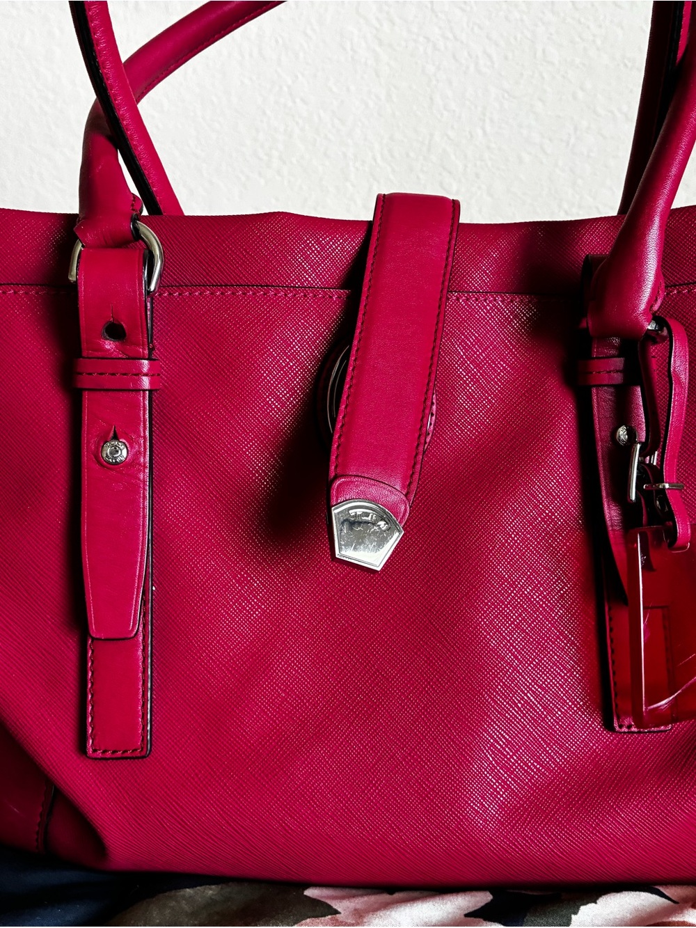 Tumi Hot Pink Leather Shoulder Tote